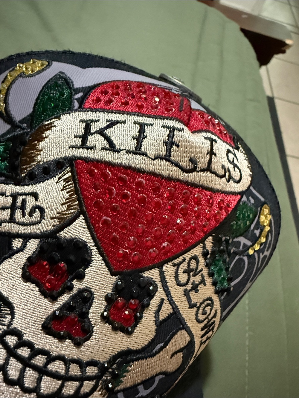 Ed Hardy Black Trucker Hat with Red Heart & Gold Embroidery - Picture 5 of 5